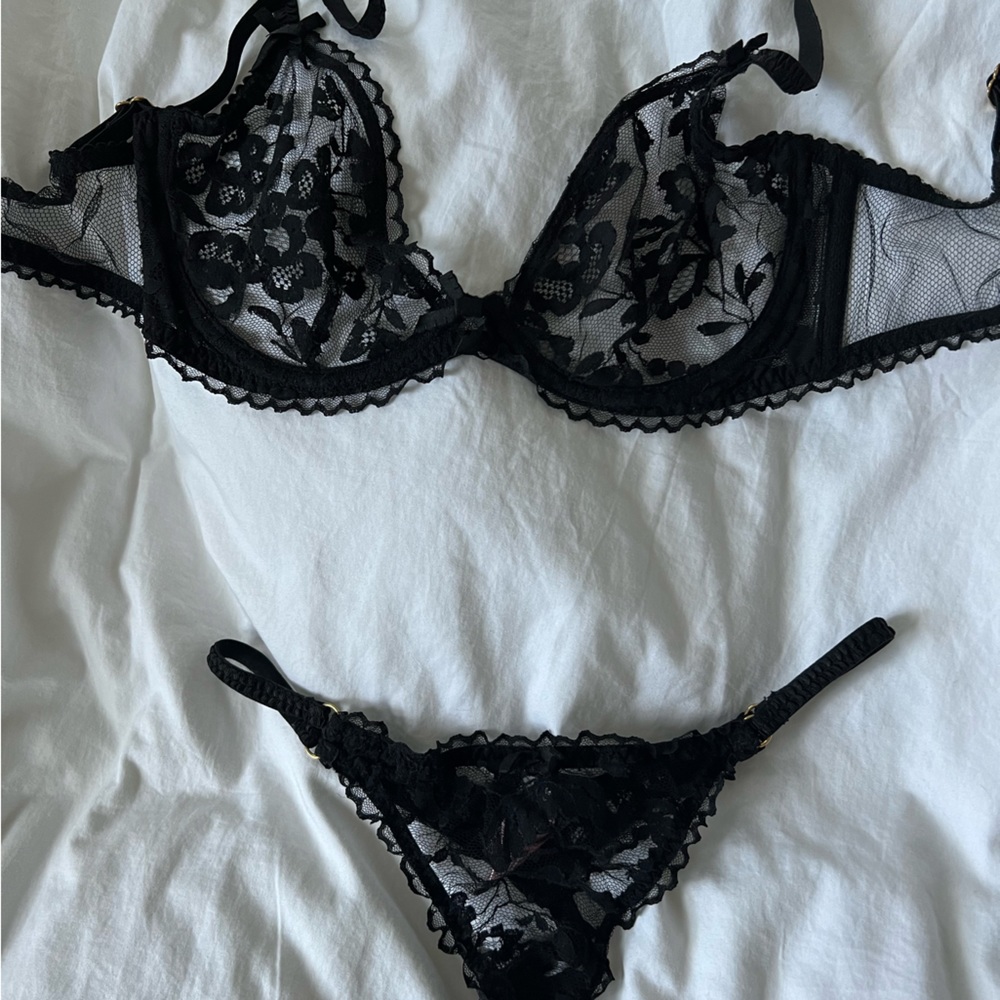 Agent provocateur bra, thong and knickers. Black size 32D, thong and knickers 2